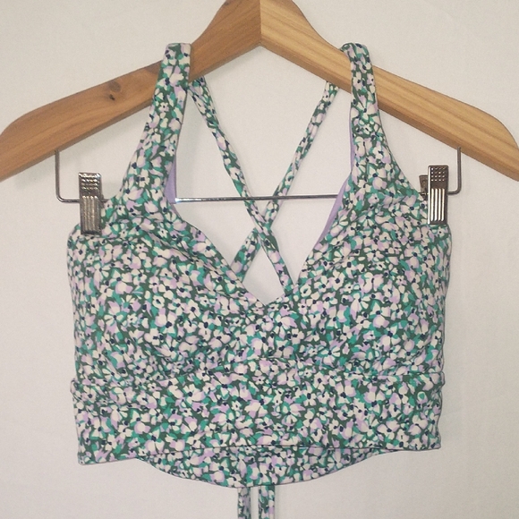 Athleta Tops - Athleta Swim Top Floral Cross-Back Crop Top in Green and Lavender Medium